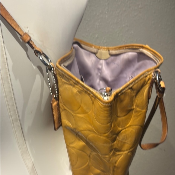 Coach Yellow Signature Tote with Leather Trim - Picture 10 of 16